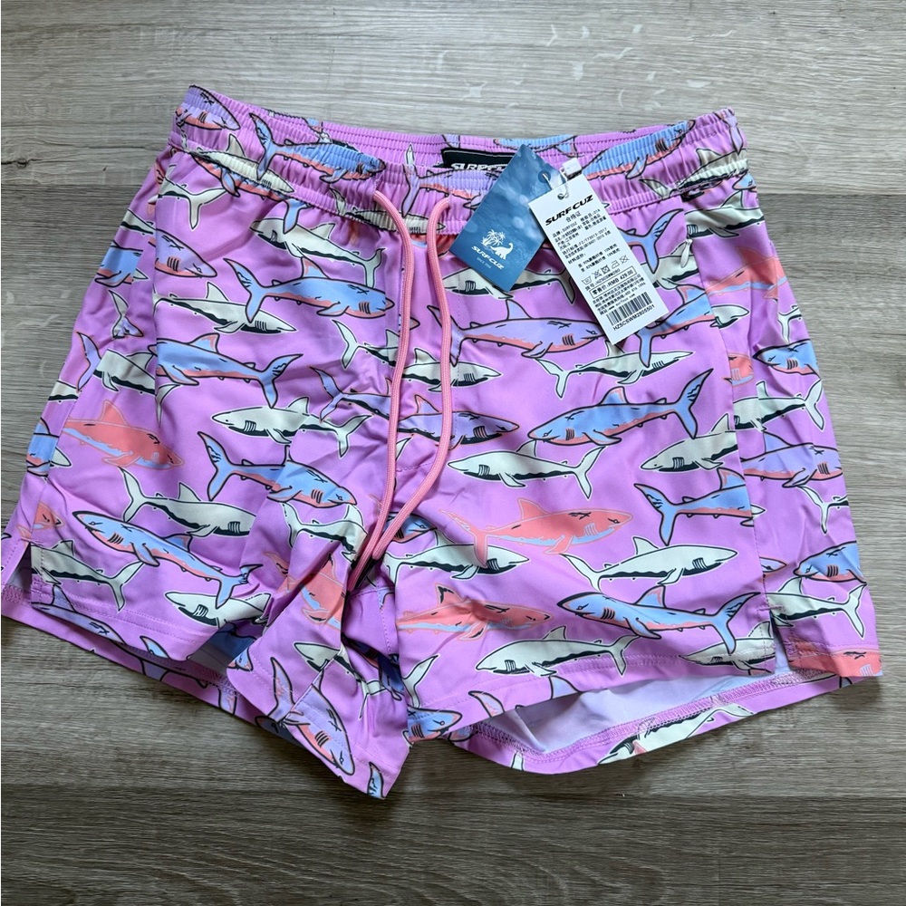 SURF CUZ Mens Swim Trunks with Compression Liner Quick Dry Trunks 2 in 1 NWT S